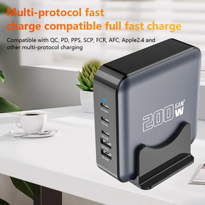 Carregador de Nitreto de Gálio de 200 W de Alta Eficiência p/ Mesa // Rápido e Seguro