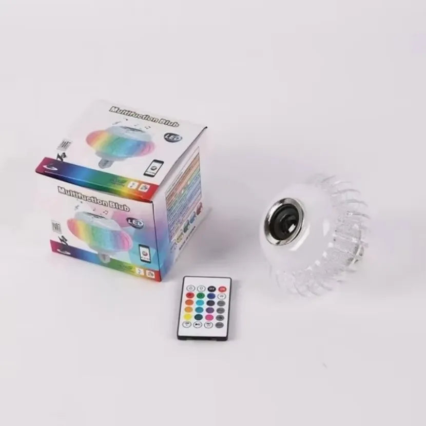 Lâmpada LED RGB c/ Controle Remoto p/ Iluminação Ambiente // Luz Branca e Alto-Falante Integrado // Bluetooth Inteligente e Soquete E27.