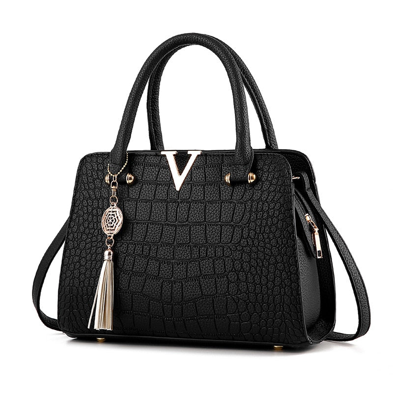 Bolsas Femininas Crocodilo de Alta Qualidade SAYINA // Bolsas Femininas com Alça Superior // Bolsa de Couro com Letras em V // Bolsa de Grife de Grande Capacidade 2023