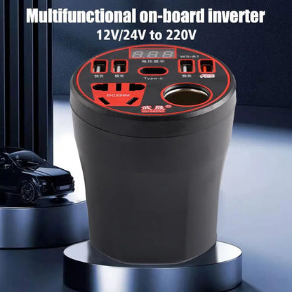 200W Multi-function Car Power Inverter 12V/24V To 220V Converter Led Display Charger Socket Fast Charging Car Accessories