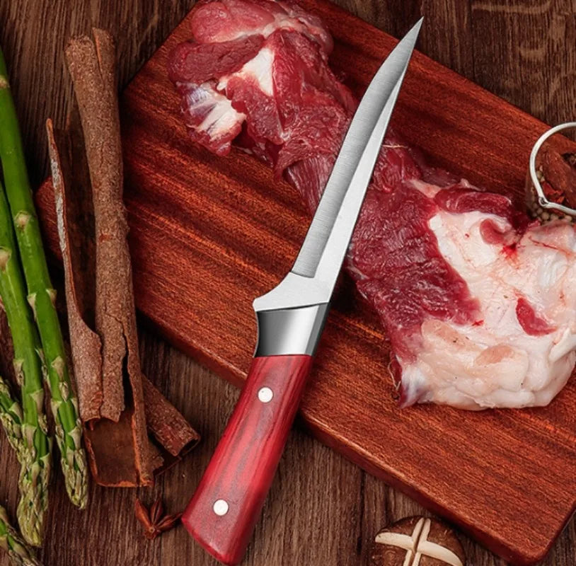 Faca de Cozinha para Desossar // Aço Inoxidável // Faca para Descascar Frutas, Cortar Carne // Cutelo de Açougueiro // Faca de Chef c/ Capa