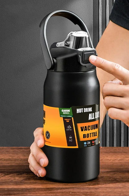 Garrafa térmica portátil para atividades ao ar livre, de aço inoxidável 304, caneca térmica, frascos a vácuo, garrafa esportiva para água fria e quente com canudo