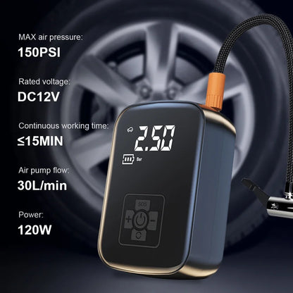 Compressor de Ar Elétrico // Calibrador de Pneus de Carro // Bomba de Ar Portátil Recarregável p/ Carro, Motocicleta, Bicicleta, Bola
