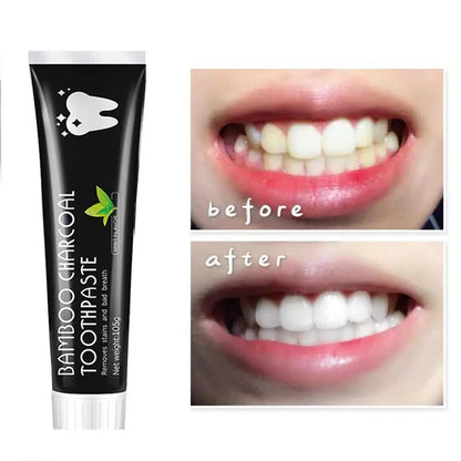 Creme Dental Preto de Bambu para Clareamento Dental 105g // Limpeza Profunda Carvão // Clareamento Dental Multiuso // Creme Dental Preto