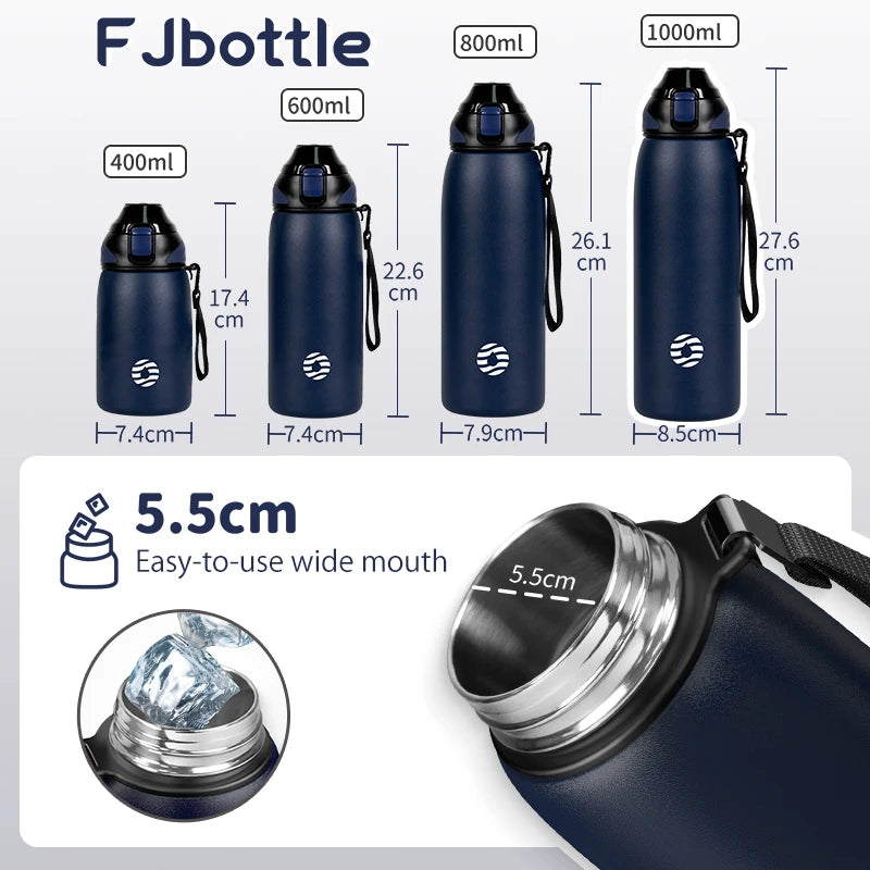 Garrafa de Água FEIJIAN 600ml / 800ml / 1000ml // Garrafa Esportiva a Vácuo p/ Bebidas Quentes e Frias // Em Aço Inoxidável.