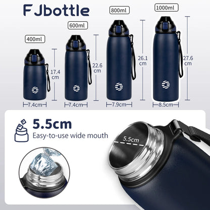 Garrafa de Água FEIJIAN 600ml / 800ml / 1000ml // Garrafa Esportiva a Vácuo p/ Bebidas Quentes e Frias // Em Aço Inoxidável.