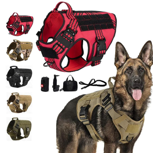 Conjunto Militar MOLLE Tático para Cães // Coleira com Fivela de Metal // Colete de Treinamento para Animais de Estimação // Cães Grandes, Pastor Alemão, Malinois, Labrador, etc..