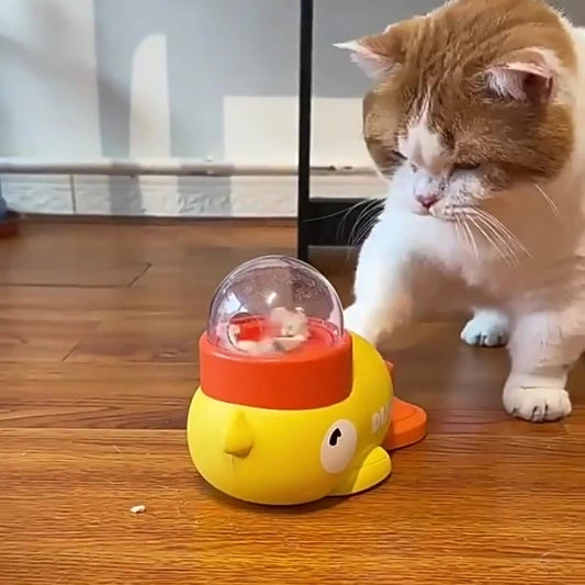 Lançador Patinho Amarelo // Brinquedos p/ Gatos // Auto-prazer e Alívio do Tédio // Palito para Gatos // Petiscos p/ Animais de estimação // Liofilizado // Brinquedo Anti-Vazamento de Comida p/ Gatinhos