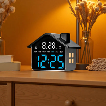 Relógio de Mesa Eletrônico c/ LED // Despertador Digital // Controle de Voz // Ajuste de Data e Dia da Semana // Ajuste de Brilho e Luz Noturna (Formato 12/24 Horas).