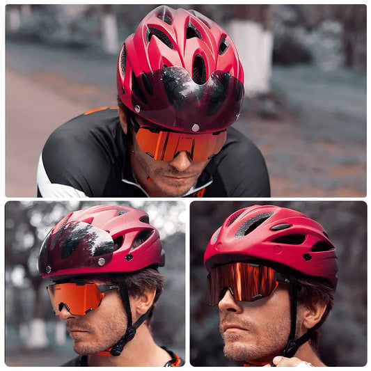 Capacete de Bicicleta com Luz Traseira de LED // Capacete de Ciclismo Adulto // Adequado para 58-62cm // Leve, Respirável, Colorido