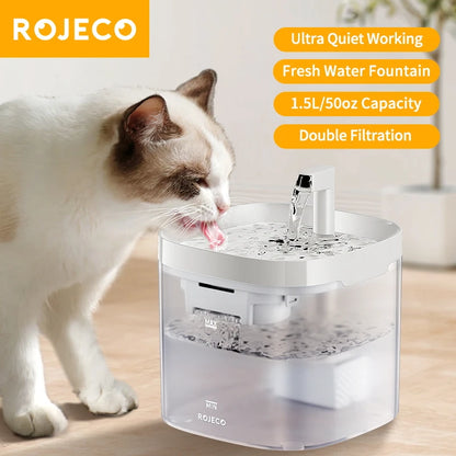 Fonte de Água Inteligente ROJECO p/ Gatos e Cães // Dispensador Automático de Água Purificadora c/ Filtros de Recirculação.