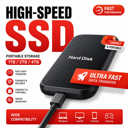 SSD Portátil de Alta Capacidade (4 TB) // Unidade de Armazenamento Externa de Alta Velocidade // Compatível c/ USB 3.1 // Para Notebook, PC, Smartphone e Mac