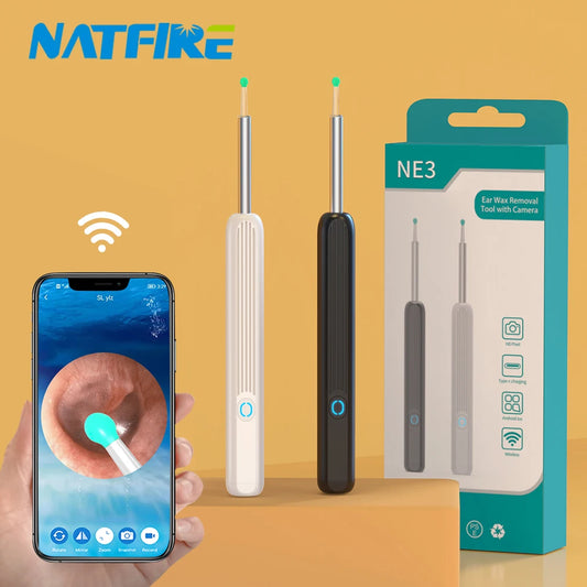NE3 Limpador de Ouvido // Ferramenta de Remoção de Cera de Ouvido de Alta Precisão // Com Câmera // Luz LED // Otoscópio Sem Fio // Kit de Limpeza de Ouvido Inteligente // Melhor Presente
