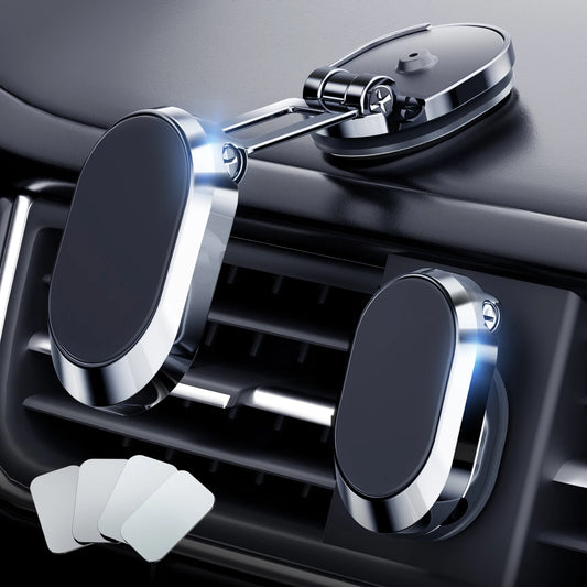 Suporte Magnético p/ Telefone de Carro // Suporte Dobrável p/ Painel // Suporte de Navegação Giratório 360° Graus // Acessórios p/ Carro