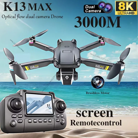 Drone Profissional K13MAX RC 8K HD Câmeras // WIFI FPV // Altura Segurar Gesto // Fotografia // Quadricóptero Dobrável // Tela Controle Remoto GIF