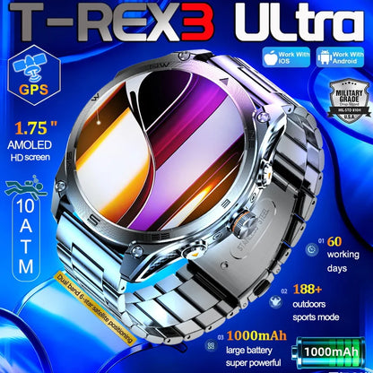 NOVO T-REX3 2026: Smartwatch Esportivo com GPS Dual-band Integrado // Bateria de 1000 mAh // Bússola // Ideal para Corrida e Ciclismo // Resistente à Água até 10 ATM.