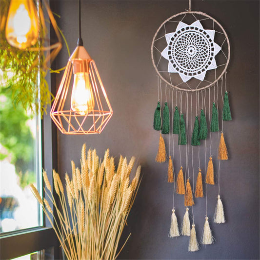 Decoração de Quarto Nordic Artilady Tassel Dream Catcher // Lindas Decorações de Boa Sorte de Quarto/sala/corredor, etc...nas Cores Rosa, Azul e Branco. Um Excelente Presente Para Decoração!!!