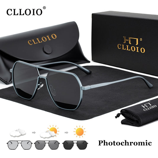 Óculos de sol CLLOIO New Fashion Aluminium Fotocromático // Homens/Mulheres Polarizado // Lindos Óculos de Sol Chameleon Anti-reflexo