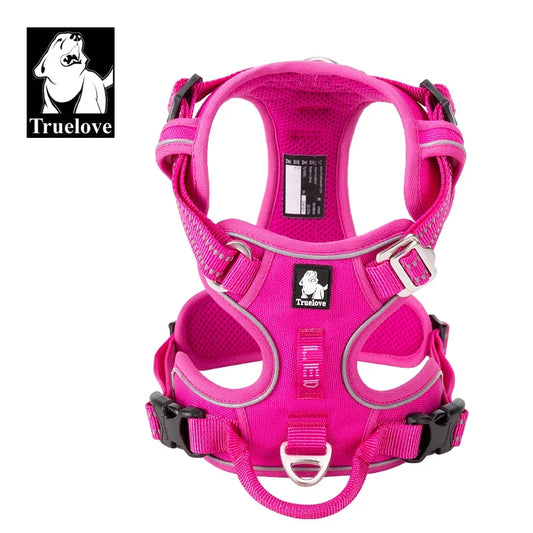 Truelove Pet Nylon Refletivo para Cães // Sem Puxão // Ajustável Médio/Grande // Colete de Segurança p/ Cães Travessos com Guia p/ Caminhada e Corrida