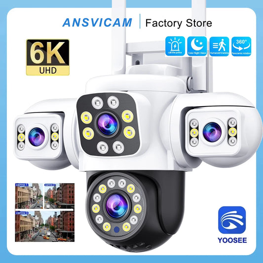 Câmera Externa ANSVICAM 6K 12MP WiFi // Tela Tripla // Lente Tripla PTZ 360° // Câmera p/ Segurança Completa // Vigilância CCTV IP66 Yoosee