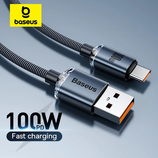 Cabo USB Tipo C Baseus 6A p/ Realme Huawei P40 Pro // Carregamento Rápido de 66W // Cabo de Dados e Carregador USB-C p/ Samsung OnePlus Poco F3.
