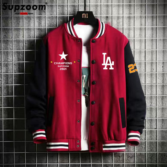 Jaqueta De Beisebol Solta Cardigan SUPZOOM // New Arrival Carta Manga Rib Algodão // Top Moda Logo Único // Linda Jaqueta Casual Bomber. Lançamento!!!