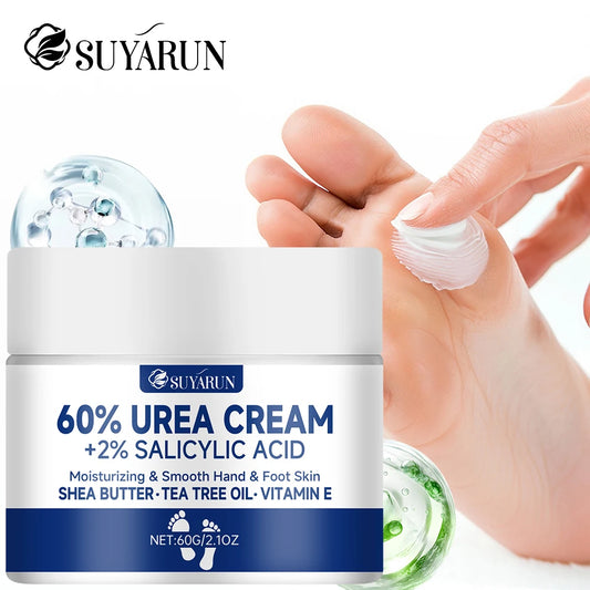 Creme p/ Pés SUYARUN 60% Ureia p/ Calcanhares Rachados e Pele Seca // Tratamento Hidratante Intensivo // Removedor de Calosidades // Cuidado p/ Pés Diabéticos.