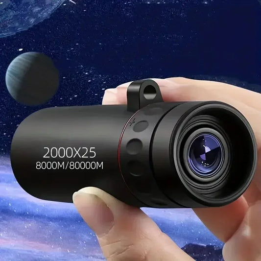 Mini Telescópio Monocular Portátil para Celular HD 2000x25 para Exterior // Telescópio com Suporte para Camping / Caça / Observação de Pássaros