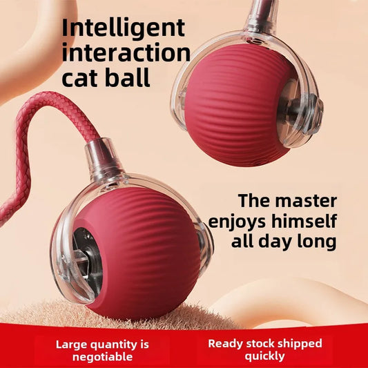 C015 Bola de Brinquedo p/ Gatos // Bola Rolante Inteligente p/ Animais de Estimação // Bola Interativa Automática c/ Cauda