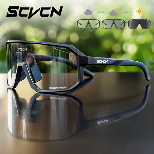 Óculos de Sol p/ Ciclismo Unissex p/ Caminhadas // Fotocromáticos SCVCN // Novos p/ Motociclismo, Bicicleta, Esportes ao Ar Livre // Proteção UV400