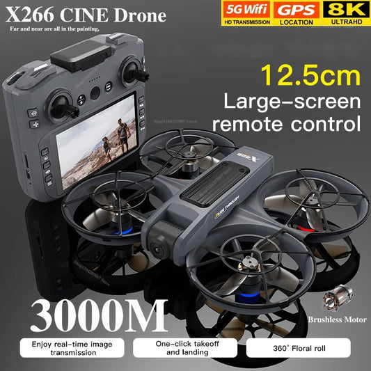 NOVO Drone X266 Original 8K WIFI / GPS // Fotografia Aérea Profissional HD // Controle Remoto Aeronave // HD Câmera Dupla // Quadricóptero Brinquedo UAV