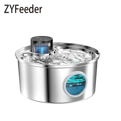 Fonte de Água Automática e Recarregável p/ Pets (Cães e Gatos) // Aço Inoxidável, 3,2 L (108 oz), Sem Fio, 5V, c/ Sensor de Movimento