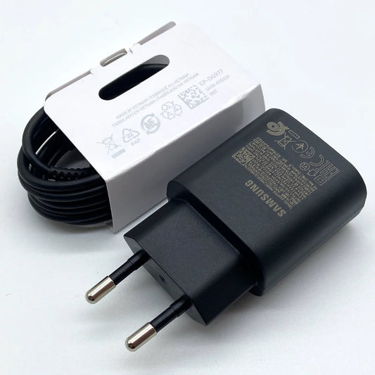Carregador Samsung Original Super Rápido de 25W com USB Tipo C // Para Galaxy S24 S23 S20 S21 S22 Plus A54 A34, Flip e Fold 5 6 4