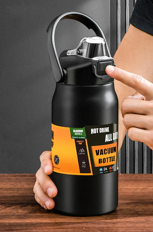 Garrafa térmica portátil para atividades ao ar livre, de aço inoxidável 304, caneca térmica, frascos a vácuo, garrafa esportiva para água fria e quente com canudo