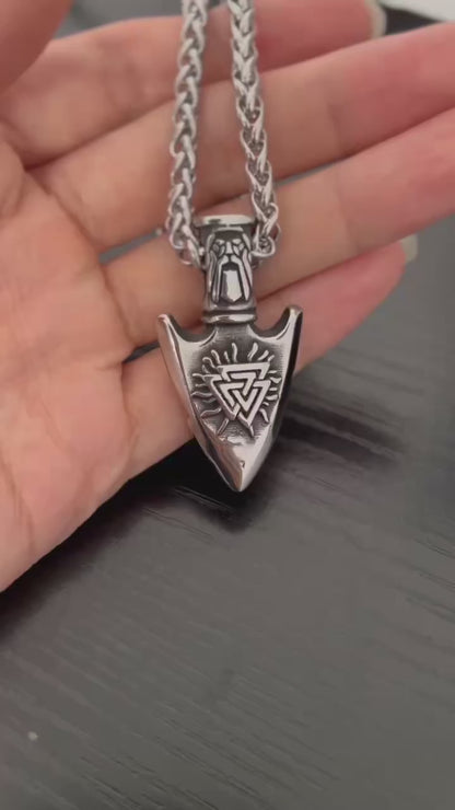 Colar Força e Poder de Odin Viking Rune c/ Pingente HNSP  // Em Aço Inoxidável 316L p/ Homens // Acessórios de Joias c/ Corrente.