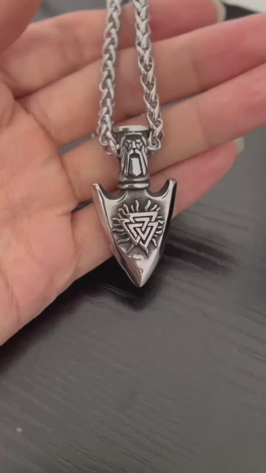 Colar Força e Poder de Odin Viking Rune c/ Pingente HNSP  // Em Aço Inoxidável 316L p/ Homens // Acessórios de Joias c/ Corrente.