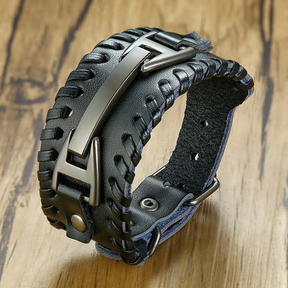 Pulseiras Masculinas Elegantes VENOX de Couro // Envolto em Couro Rock Punk // Pingente de Bússola Masculina // Joia de Pulso, Comprimento Ajustável // Elegante e Super Moderna!!!"