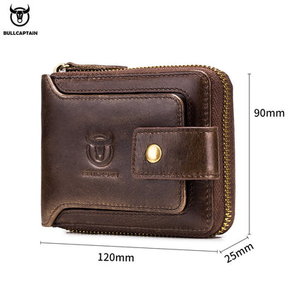 Carteira Masculina de Couro Genuíno BULLCAPTAIN // Carteira Masculina Bolsa Multifuncional // Compartimento p/ Moedas/Cartão // Linda e Elegante!!!