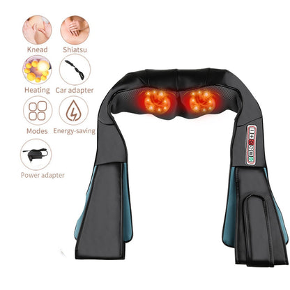 Massageador RUOKEY Cervical Back Neck (Nuca) por Amassamento 3D Shiatsu // Amassamento Aquecido Infravermelho Carro/Casa // Dispositivo Massageador de Ombros