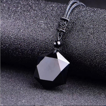 Sorte no Amor - Pingente Colar Obsidian ZRM Fashion Black // Jóias de Cristal de Obsidiana Com Corda // Belíssima Jóia para Atrair a Pessoa Amada!!!