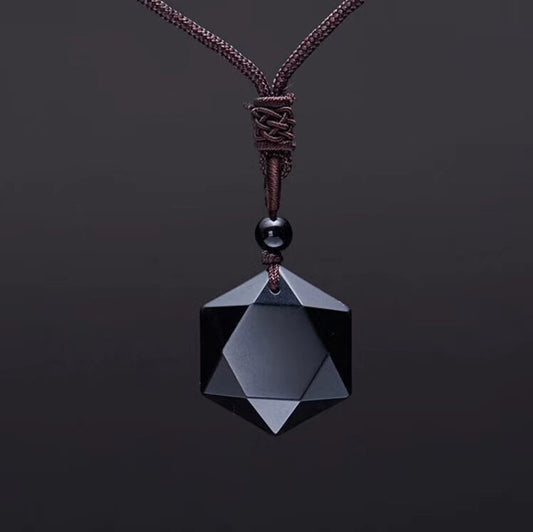 Sorte no Amor - Pingente Colar Obsidian ZRM Fashion Black // Jóias de Cristal de Obsidiana Com Corda // Belíssima Jóia para Atrair a Pessoa Amada!!!