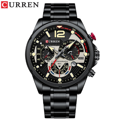 Novo CURREN Relógio Luxo de Aço Inoxidável Masculino Casual Business // Cronógrafo À Prova D'Água // Moda Quartzo // Relógio De Pulso Masculino // Super Lindo e Funcional!!!