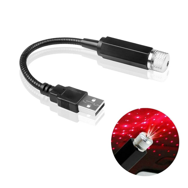 Romântico LED do carro // Lâmpada Ajustável de Decoração Interior do Carro // Estrela de Luz Noturna // Projetor Atmosfera Galáxia // Lâmpada USB