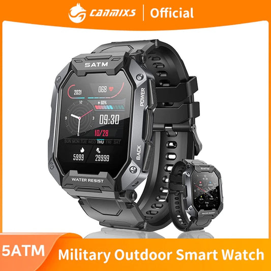 2024 Novo Smartwatch Relógio Inteligente Masculino CanMixs C20 Military IP68 5ATM // Esportes ao Ar Livre //Á Prova d'água 50M // Rastreador Fitness  // Monitor de Saúde 24H // 1,71 polegadas