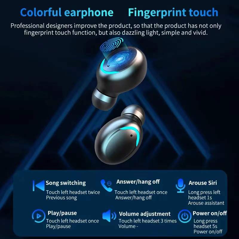 F9-5 TWS Fone de Ouvido Sem Fio Bluetooth 5.1// Fones de Ouvido Estéreo de Alta Fidelidade para Esportes // À Prova d'água // Fones de ouvido com microfone Handfree