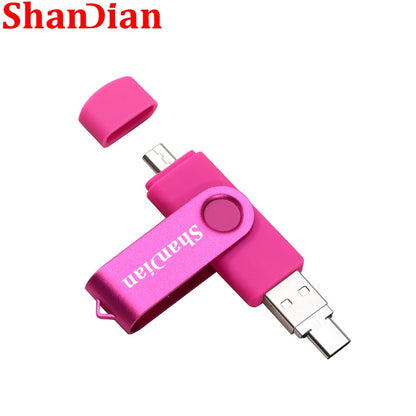 SHANDIAN Multifuncional USB 2.0 // Flash Drive 3 em 1 Micro OTG // Pen Drive de Alta Velocidade // 4 GB 8 GB 16 GB 32 GB 64 GB Memory Stick U Disk