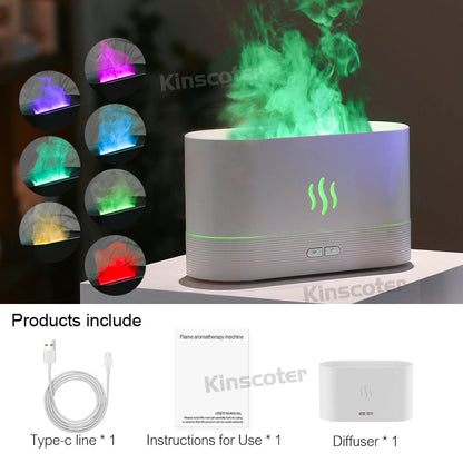 Umidificador de Ar Ultrassônico Kinscoter // Difusor de Aroma  Nebulizador Cool Mist Maker Led // Difusor p/ Óleo Essencial // Lâmpada de Chama