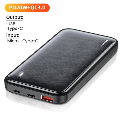 Novo Powerbank Carregador de Bateria Externo 10000 mAh ESSAGER PD 20W // Powerbank Carregamento Portátil Para iPhone, Xiaomi, etc...  // Agora é Carga até umas Horas!!!