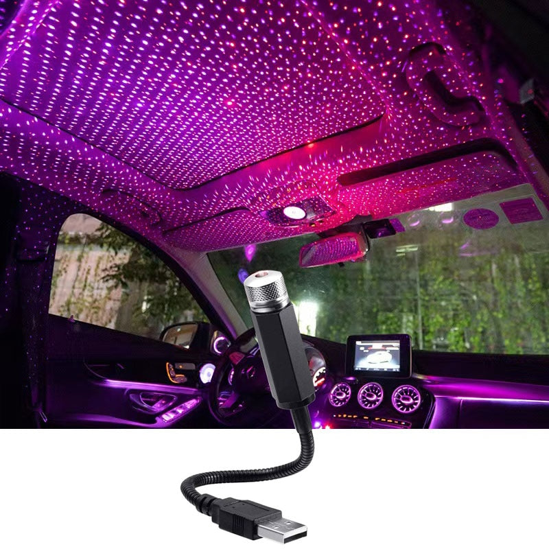 Romântico LED do carro // Lâmpada Ajustável de Decoração Interior do Carro // Estrela de Luz Noturna // Projetor Atmosfera Galáxia // Lâmpada USB