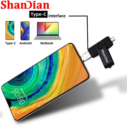 SHANDIAN Multifuncional USB 2.0 // Flash Drive 3 em 1 Micro OTG // Pen Drive de Alta Velocidade // 4 GB 8 GB 16 GB 32 GB 64 GB Memory Stick U Disk